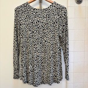 Salaam Made in USA Leopard Animal Print Long Sleeve Stretch Tunic Large Rayon